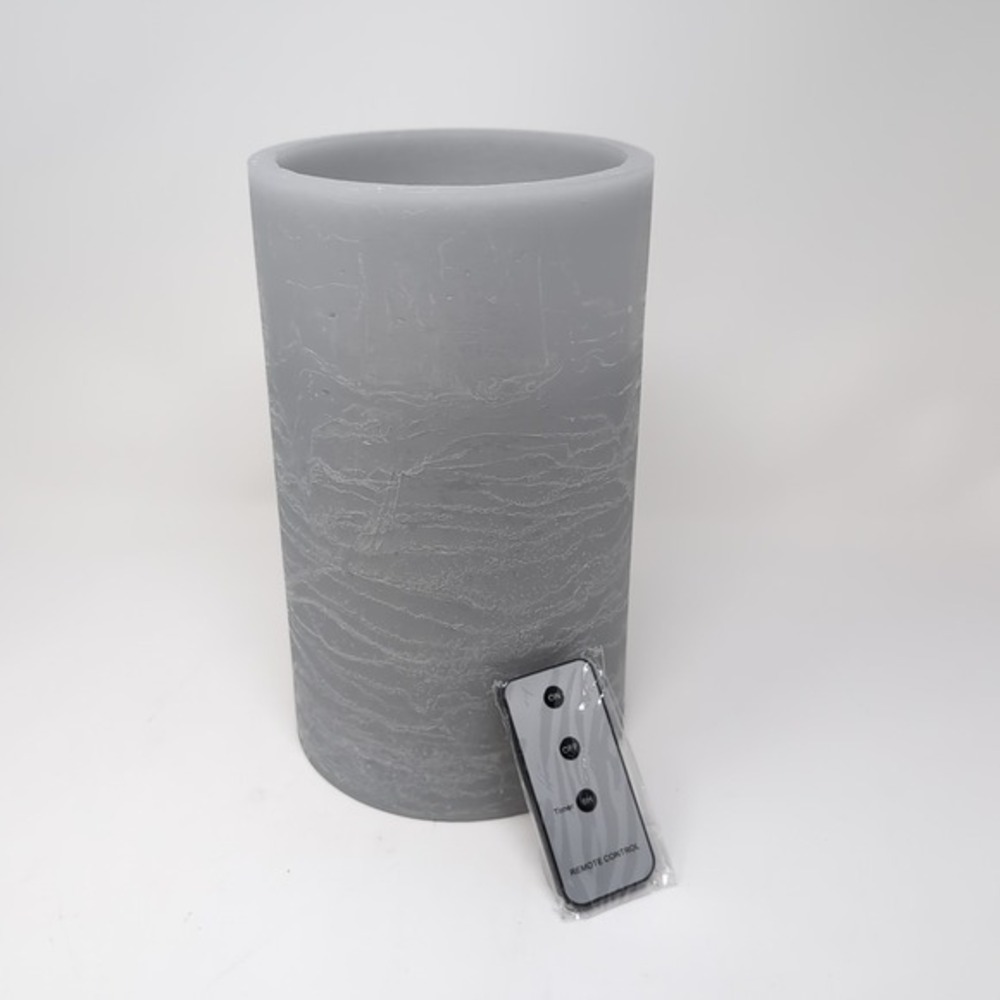 Home Reflections Flameless 6" x 10" Jumbo Candle Decor‎ with Remote Control Gray